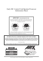 Preview for 1 page of ARX Early ISC Control Unit/Speaker Processor Information Sheet