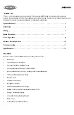 Preview for 2 page of ASA Electronics JHD910 Owner'S Manual