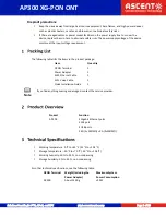 Предварительный просмотр 5 страницы Ascent Communication Technology ACT AP300 XG-PON ONT Quick Reference Manual