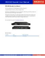 Предварительный просмотр 2 страницы Ascent IRD1560 User Manual