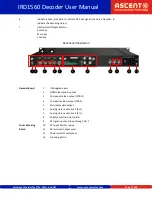 Предварительный просмотр 7 страницы Ascent IRD1560 User Manual