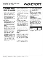 Preview for 1 page of Ashcroft KM15 Instruction Sheet