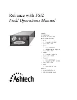 ashtech Reliance FS/2 Operation Manual preview