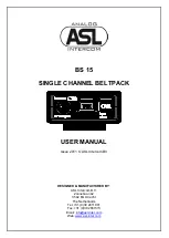 Preview for 1 page of ASL INTERCOM BS 15 User Manual