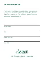 Preview for 2 page of Aspen PEAK SCOLI Patient Handbook