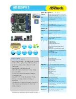 Предварительный просмотр 1 страницы ASROCK AD525PV3 Datasheet