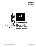 Предварительный просмотр 1 страницы Assa Abloy Sargent Harmony H2 Installation Instructions Manual