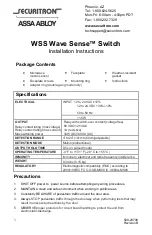 Preview for 1 page of Assa Abloy Securitron WSS Wave Sense Installation Instructions