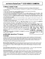 Preview for 3 page of ASTROVID SolarCam VIDEO CAMERA Use And Care Manual