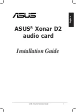 Предварительный просмотр 1 страницы Asus Audio Card Xonar D2 Installation Manual