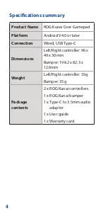 Preview for 4 page of Asus ROG Kunai Gamepad User Manual