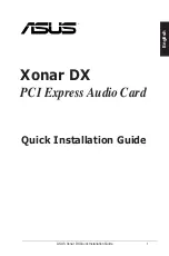 Asus XONAR DX Quick Installation Manual preview