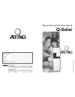 Atag Q-Solar Operating Instruction preview
