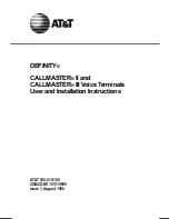 AT&T Definity Callmaster II User And Installation Instructions Manual preview