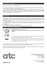 Preview for 20 page of ATC Sun Ray RF 1000w Operating And Installation Instructions