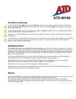 Preview for 2 page of ATD Tools ATD-80180 User Manual