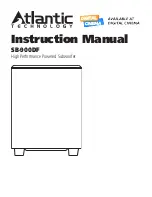 Preview for 1 page of Atlantic Technology SB-900DF Instruction Manual