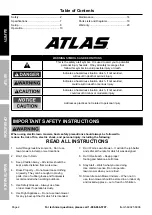 Preview for 2 page of Atlas 56992 Owner'S Manual & Safety Instructions