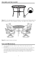 Предварительный просмотр 6 страницы Atleisure 5PC Swivel Dining Set FRN-102030 Assembly & Care Instructions