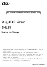 Предварительный просмотр 1 страницы AU Aquos SHL25 Notes On Usage