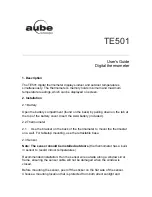 Preview for 1 page of Aube Technologies TE501 User Manual