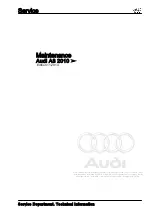 Preview for 1 page of Audi A8 2010 Maintenance Manual