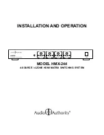 Предварительный просмотр 1 страницы Audio Authority HMX-244 Installation And Operation Manual