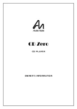 Audio Note CD Zero Owner'S Information preview