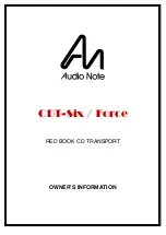 Preview for 1 page of Audio Note CDT-Six / Force Owner'S Information Manual