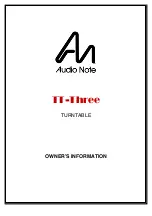 Audio Note TT-Three Owner'S Manual preview