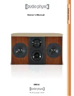 Audio Physic OREA Owner'S Manual preview