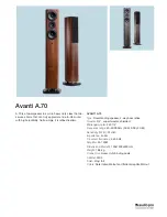 Предварительный просмотр 1 страницы Audio Pro Avanti A.70 Specifications