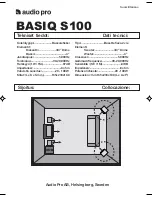 Предварительный просмотр 4 страницы Audio Pro BASIQ S100 Technical Data