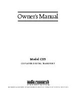 Audio Research CD3 Owner'S Manual preview