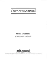 Preview for 1 page of Audio Research D400MKII Owner'S Manual