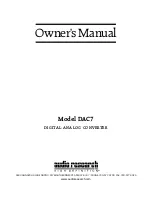 Audio Research DAC7 Owner'S Manual preview