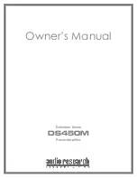 Предварительный просмотр 1 страницы Audio Research Definition DS450M Owner'S Manual