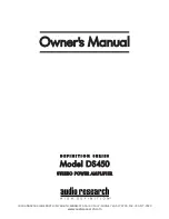 Audio Research DS450 Owner'S Manual preview