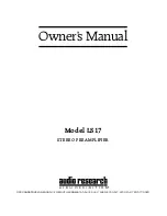 Предварительный просмотр 1 страницы Audio Research LS17 Owner'S Manual