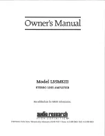 Preview for 1 page of Audio Research LS5MKIII Owner'S Manual