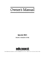 Предварительный просмотр 1 страницы Audio Research PH5 Owner'S Manual