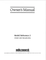 Предварительный просмотр 1 страницы Audio Research Reference 2 Owner'S Manual