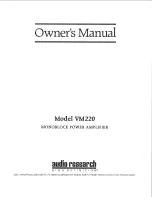 Audio Research VM220 Owner'S Manual предпросмотр