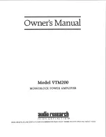 Audio Research VTM200 Owner'S Manual предпросмотр