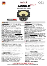 Audio System AX130-2 EVO 2 User Manual предпросмотр