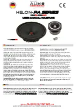 Предварительный просмотр 1 страницы Audio System Helon-PA Series User Manual