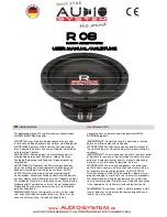 Audio System Radion R 08 User Manual preview