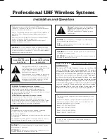 Preview for 2 page of Audio Technica Artist Elite 4000 Series Installation And Operation Manual