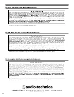 Preview for 32 page of Audio Technica AT-LP120-USB Installation And Operation Manual