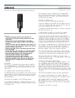 Audio Technica AT4033/CL Specifications предпросмотр